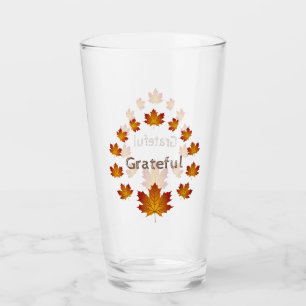Thanksgiving Wreath Grateful Simple Maple Leaves Glass