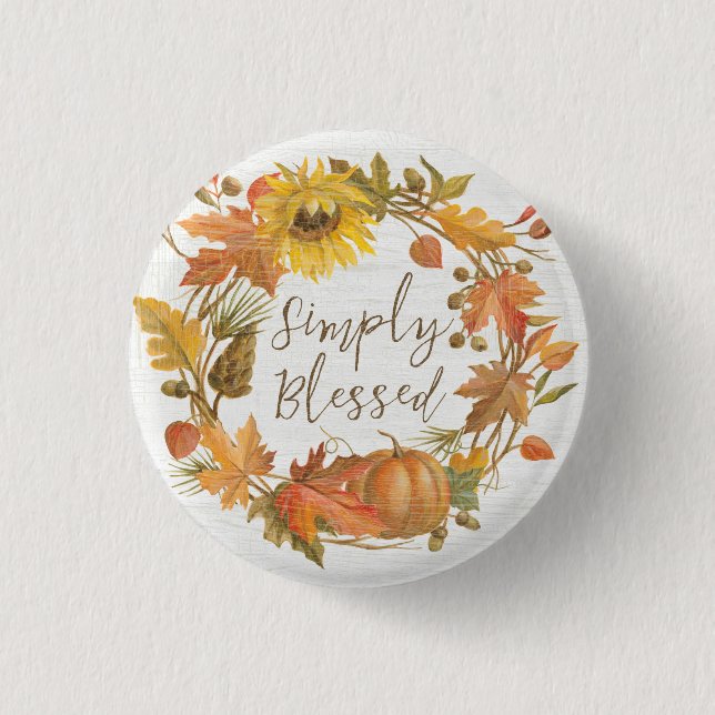 Thanksgiving Wreath - Simply Blessed 3 Cm Round Badge (Front)