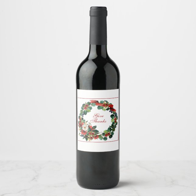 Thanksgiving Wreath Wine Label (Front)