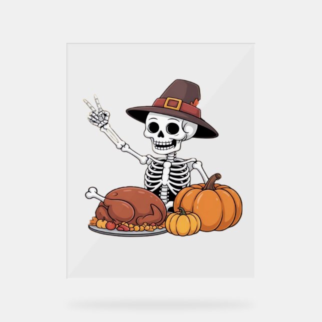 Thanksgiving X-ray Skeleton Funny Rock Hand Fall L Acrylic Sign (Front)