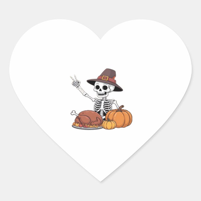 Thanksgiving X-ray Skeleton Funny Rock Hand Fall L Heart Sticker (Front)
