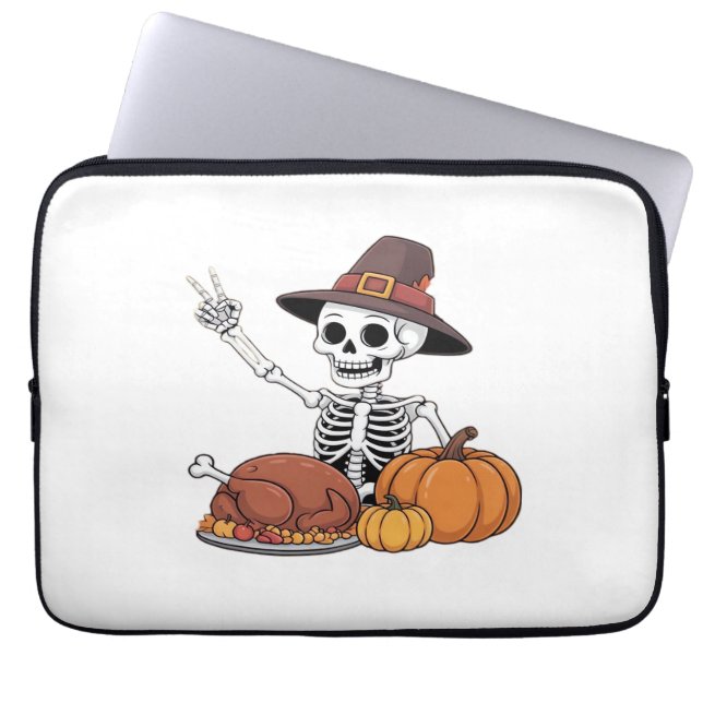 Thanksgiving X-ray Skeleton Funny Rock Hand Fall L Laptop Sleeve (Front)