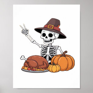 Thanksgiving X-ray Skeleton Funny Rock Hand Fall L Poster