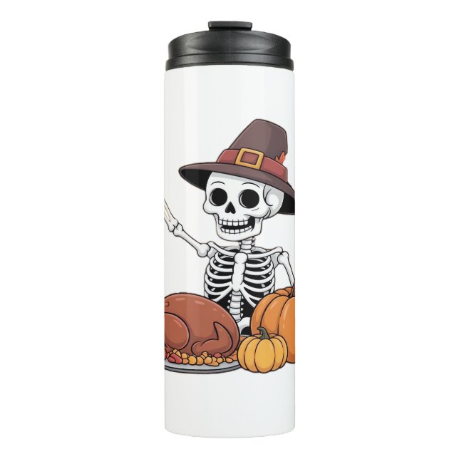 Thanksgiving X-ray Skeleton Funny Rock Hand Fall L Thermal Tumbler (Front)