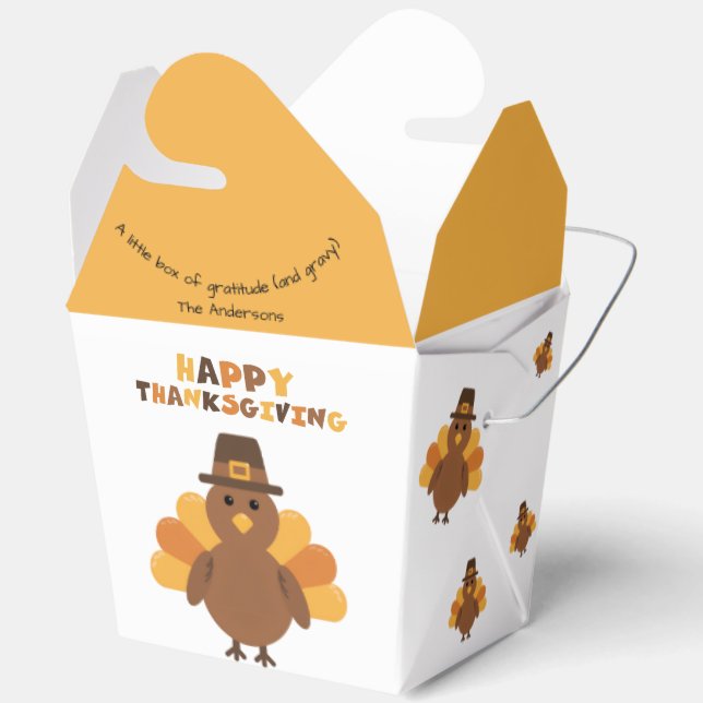 Thanksgiving Yellow Orange Turkey Big Leftovers  Favour Box (Open)