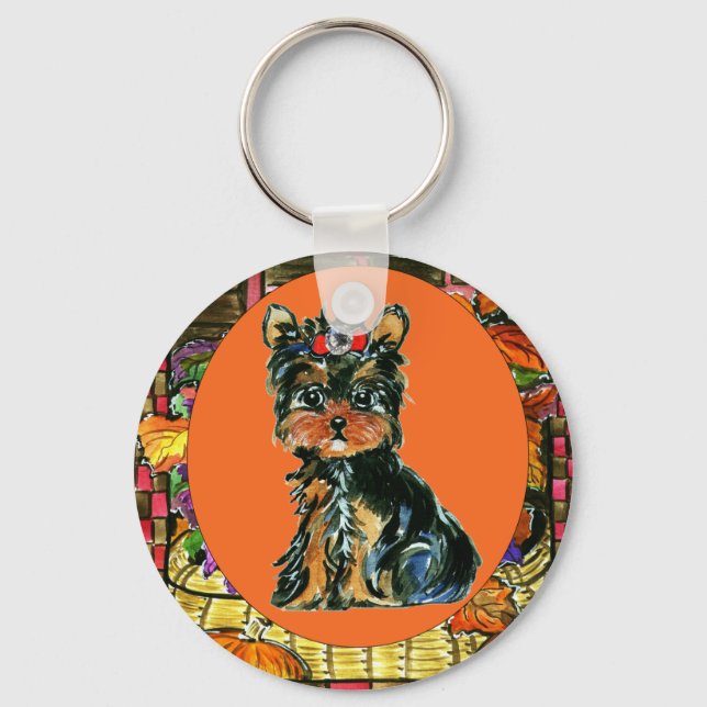 Thanksgiving Yorkie Poo Key Ring (Front)