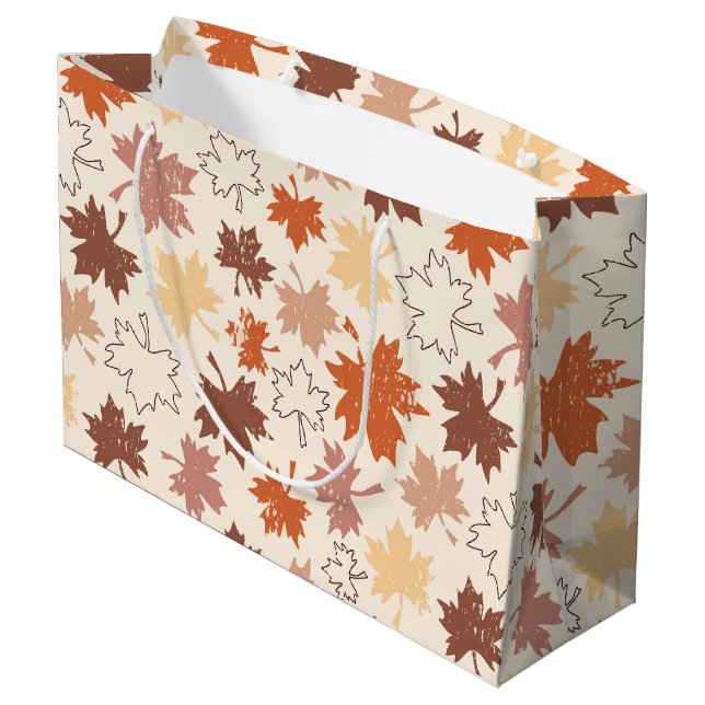 Thanksgivings day design, autumn natural leaves large gift bag (Back Angled)