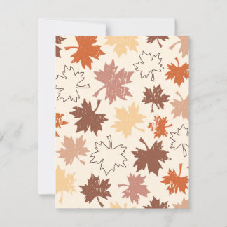 Thanksgivings day design, autumn natural leaves RSVP card
