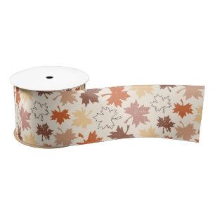 Thanksgivings day design, autumn natural leaves satin ribbon