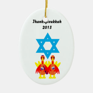 Thanksgivukkah 2013 Wine Toasting Turkeys Ornament