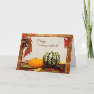 Thanksgivukkah Blessings with Gourds Photo Card
