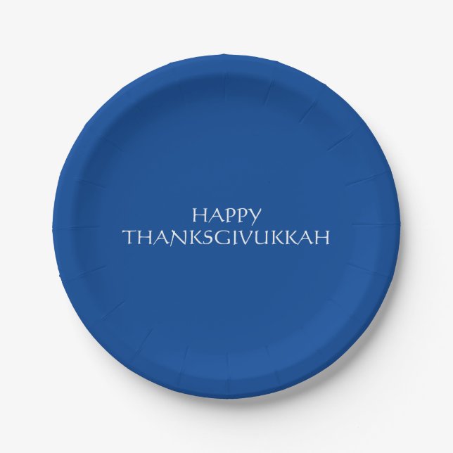 Thanksgivukkah blue white Thanksgiving Hanukkah Paper Plate (Front)