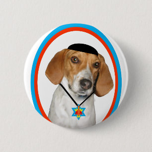 Thanksgivukkah Funny Hound Dog with Yamaka 6 Cm Round Badge
