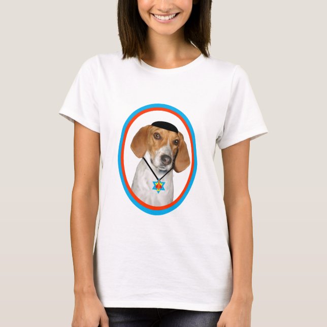 Thanksgivukkah Funny Hound Dog with Yamaka T-Shirt (Front)