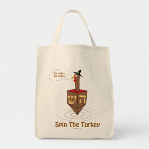 THANKSGIVUKKAH SPIN THE TURKEY HANUKKAH GIFTS TOTE BAG