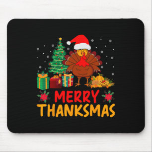Thanksmas Christmas Thanksgiving Turkey Santa  Mouse Pad