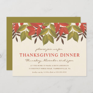 THANKSSGIVING DINNER INVITE   BRIGHT FOLIAGE