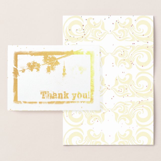 Thanky you with flowers, birds and a tower foil card (Display)