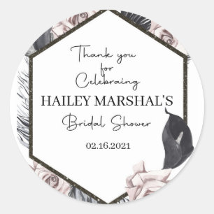 thankyou, favour tag, boho, BRIDAL SHOWER Classic Round Sticker