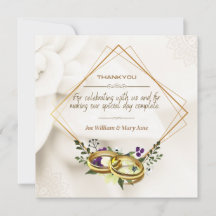 Thankyou to Coming Wedding Card