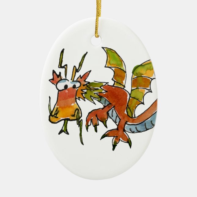 Thar Be Dragons Ceramic Tree Decoration (Front)