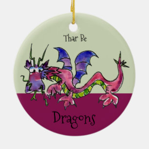 Thar Be Dragons Ceramic Tree Decoration
