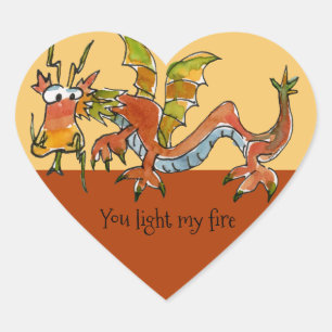 Thar Be Dragons Heart Sticker