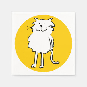 That Cat cartoon. Cat standing and smiling. Napkin