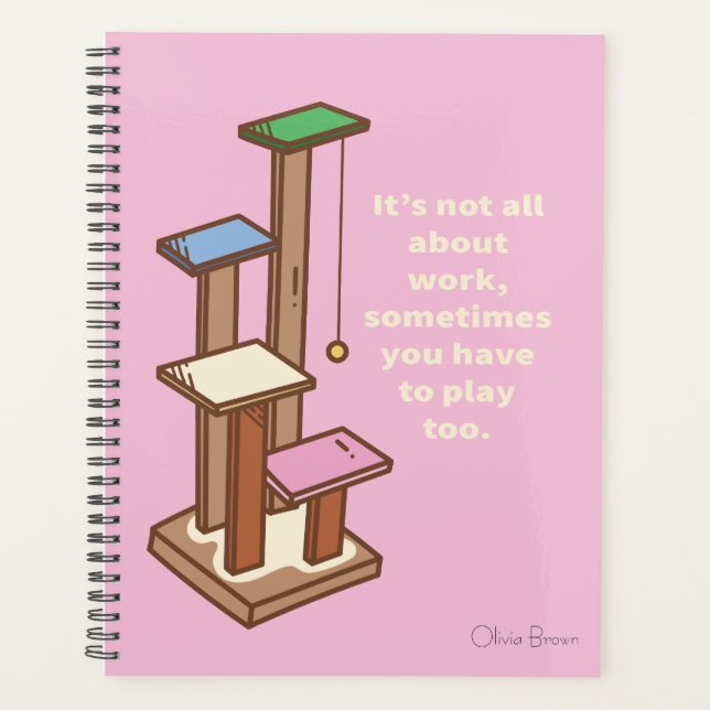 That Cat Life Pink Cat Tower with Name Planner (Front)