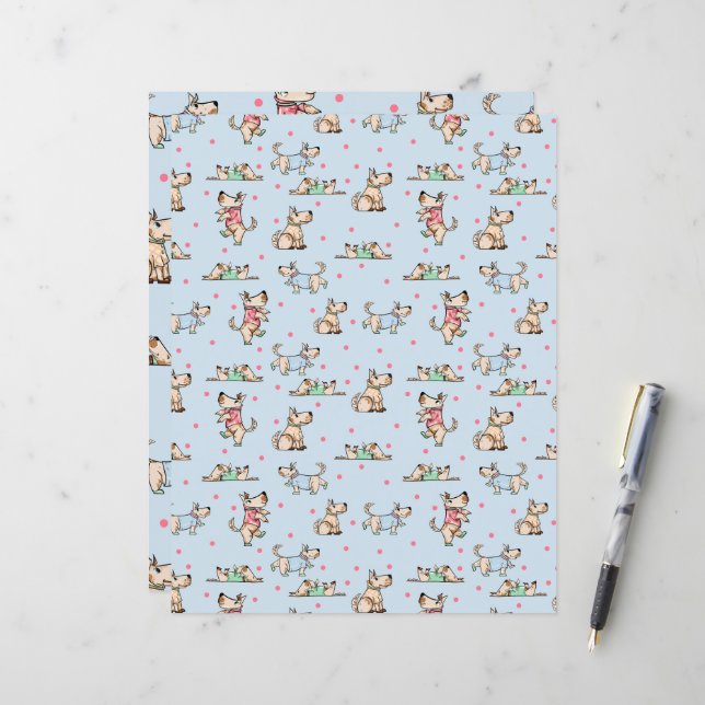 That Dog Life Blue Pattern Scrapbooking Paper (Front/Back In Situ)