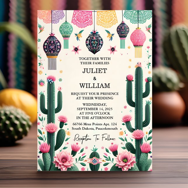 That Elegant Fiesta Cactus Floral Mexican Wedding Invitation (Creator Uploaded)