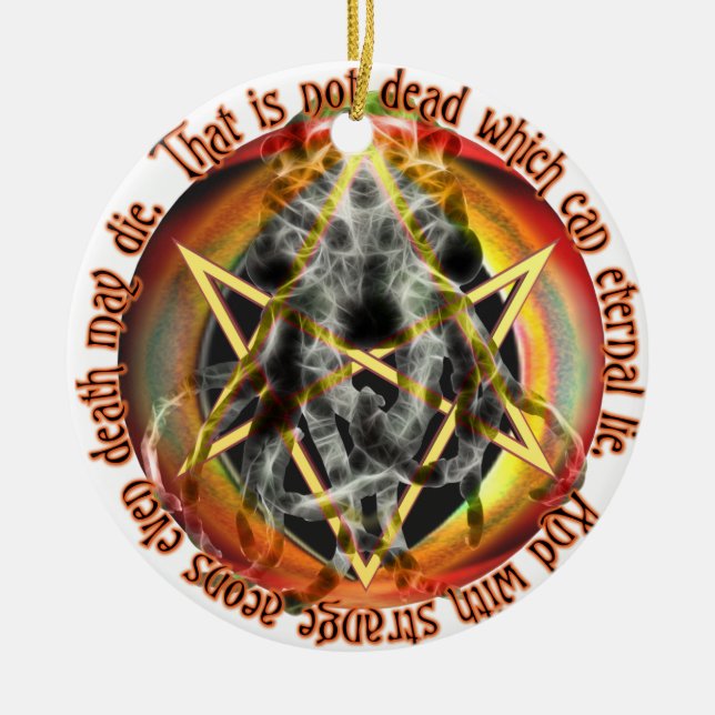 That is not dead which can eternal lie ceramic tree decoration (Front)