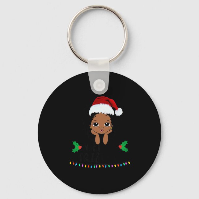 That Melanin Christmas Mrs. Claus Santa Black Peek Key Ring (Front)