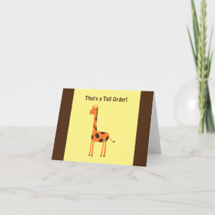 That’s a Tall Order, Funny Orange Giraffe Cartoon Card