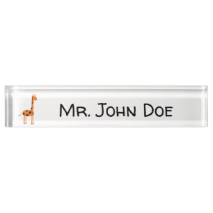 That’s a Tall Order, Funny Orange Giraffe Cartoon Nameplate