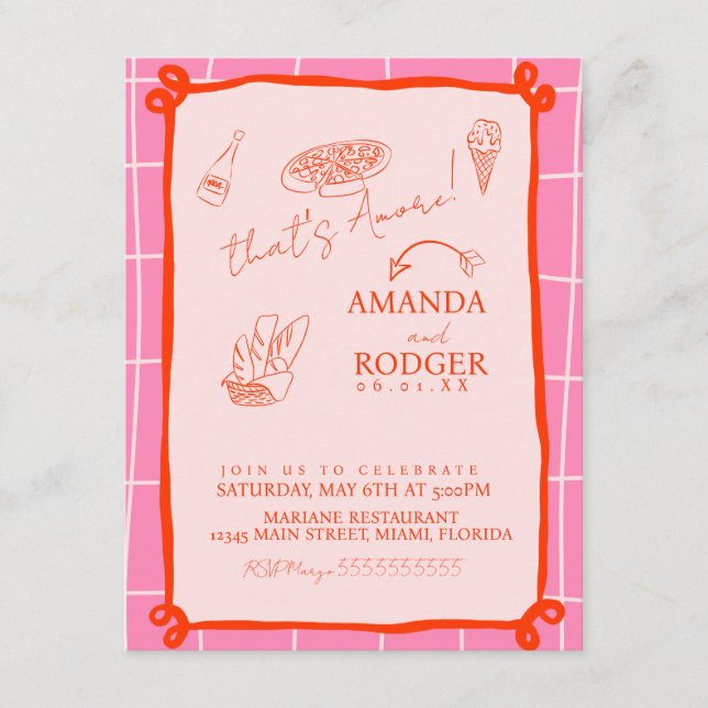 That’s Amore Italian Doodles Wedding Invitation (Front)