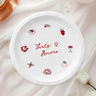 That’s Amore Italian Food Red Bridal Shower Paper Plate