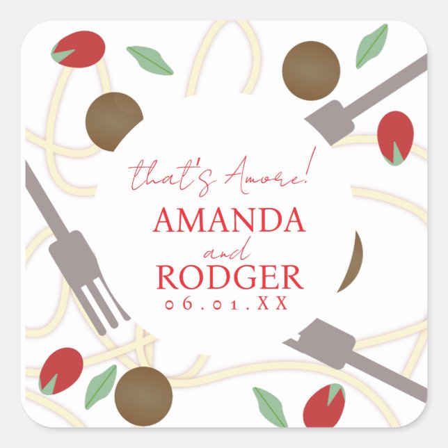 That’s Amore Italian Pasta Wedding Square Sticker (Front)