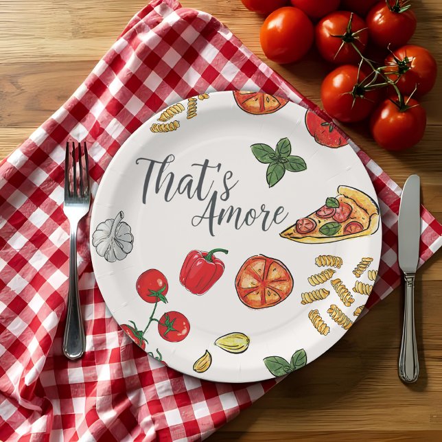 That’s Amore Italian Pizza and Pasta Bridal Shower Paper Plate (Creator Uploaded)