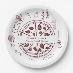 That’s amore italian pizza and wine bridal shower  paper plate