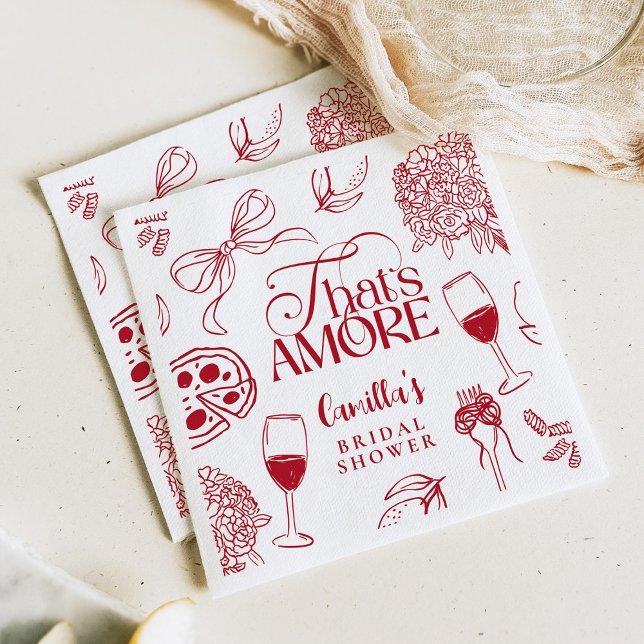 That’s Amore Red Bridal Shower Napkin (Creator Uploaded)