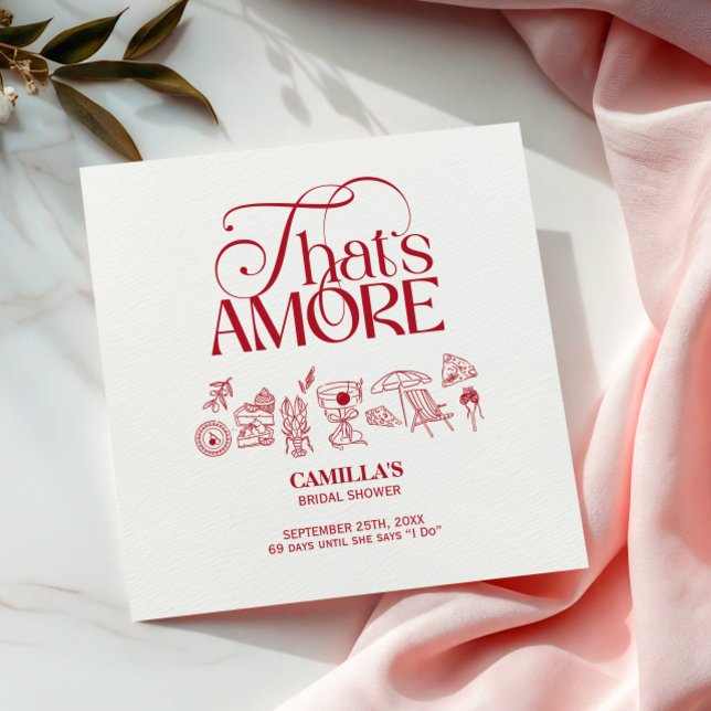 That’s Amore Red hand drawn Bridal Shower Napkin (Creator Uploaded)