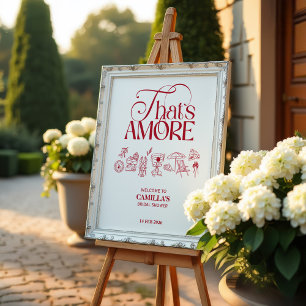 That’s Amore Red hand drawn Bridal Shower Poster