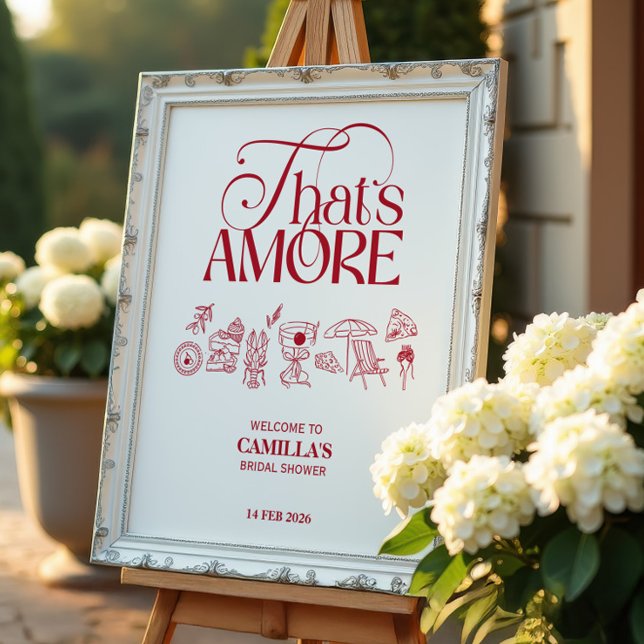 That’s Amore Red hand drawn Bridal Shower Poster (Creator Uploaded)