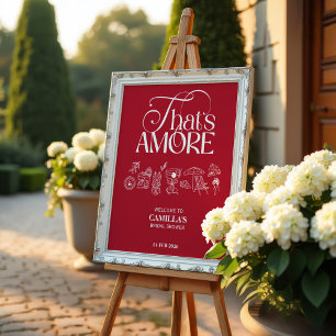 That’s Amore Red hand drawn Bridal Shower Poster
