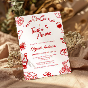 That’s Amore Red Italian Hand Drawn Bridal Shower Invitation