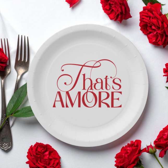 That’s Amore Red script Bridal Shower Paper Plate (Creator Uploaded)