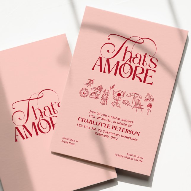 That’s Amore Red soft pink Bridal Shower invite (Creator Uploaded)