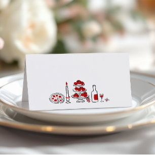 That’s Amore Whimsical Italian Red Bridal Shower Place Card