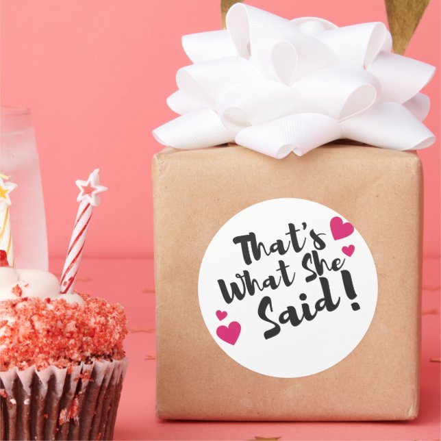 “That’s What She Said” Funny– Sarcastic Humour  Classic Round Sticker (Party)